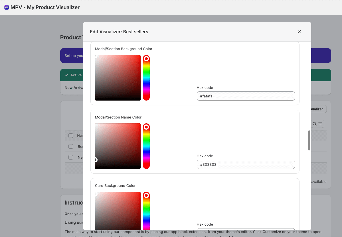 Further customisation display