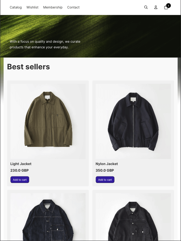 Section grid tablet mode