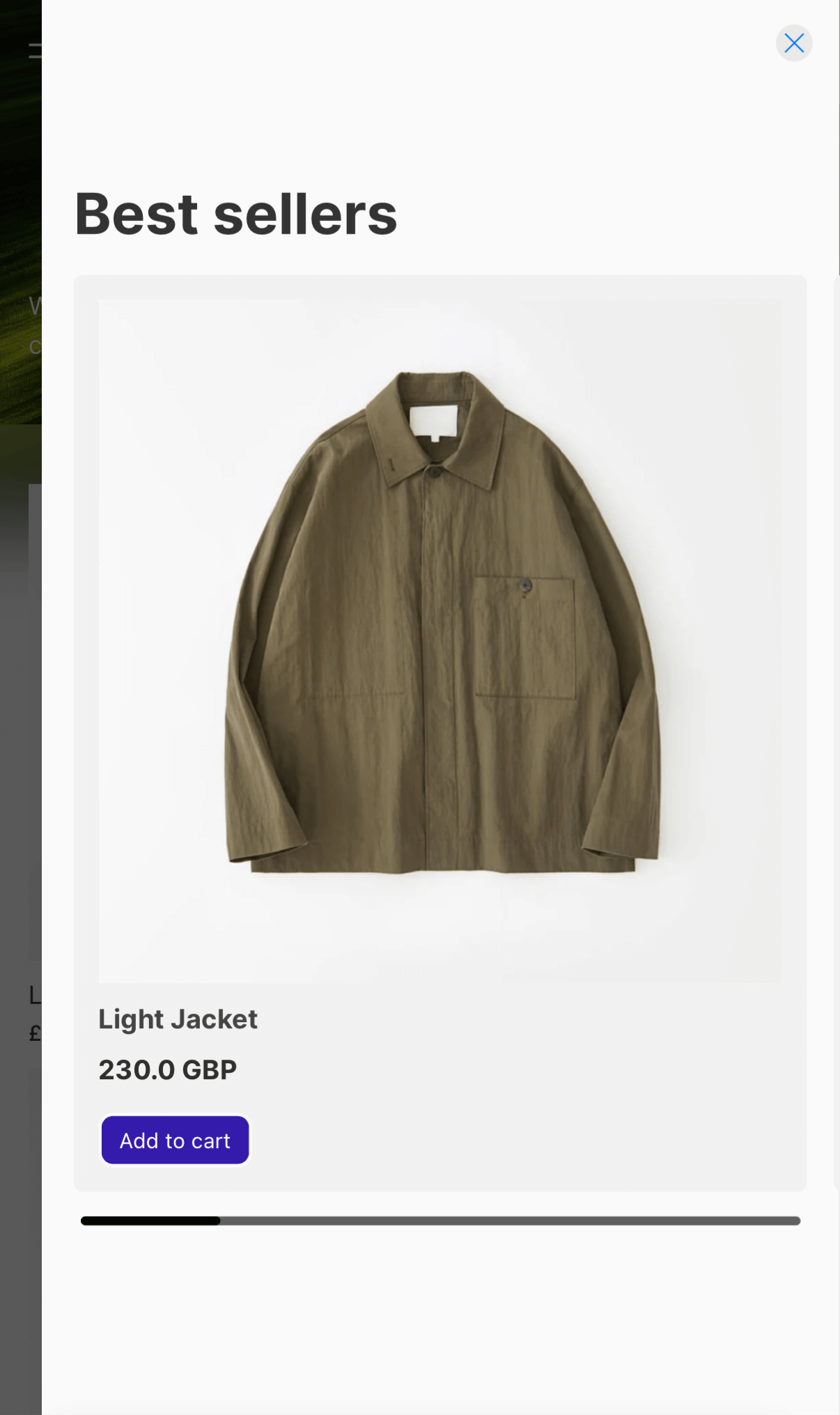 Slide in mobile mode